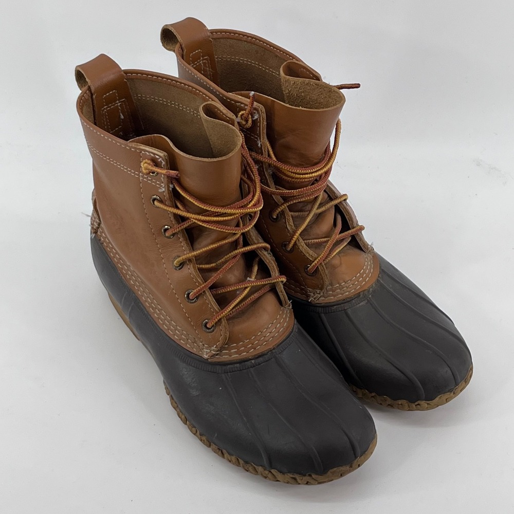 LL Bean Boots Mens Brown Tan Waterproof Duck Boots Handcrafted in Maine